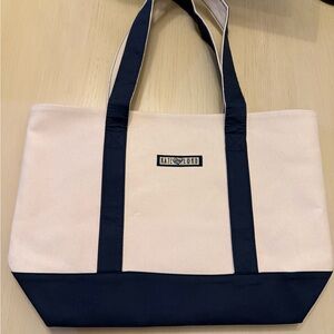 New Kate Lord Two-Tone Canvas Tote in Cream & Navy